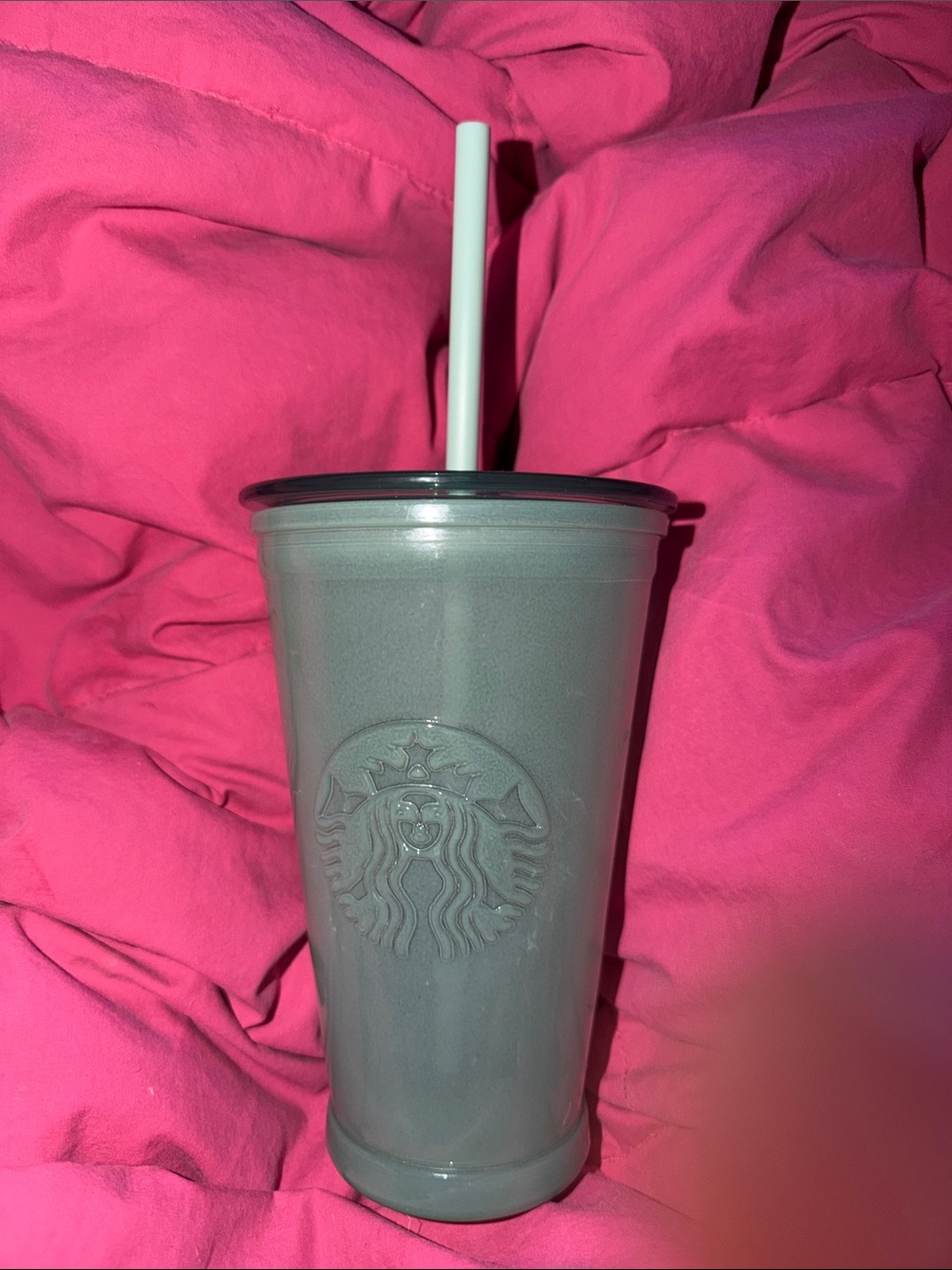 Starbucks Gray Reusable Cold Cup with White Straw